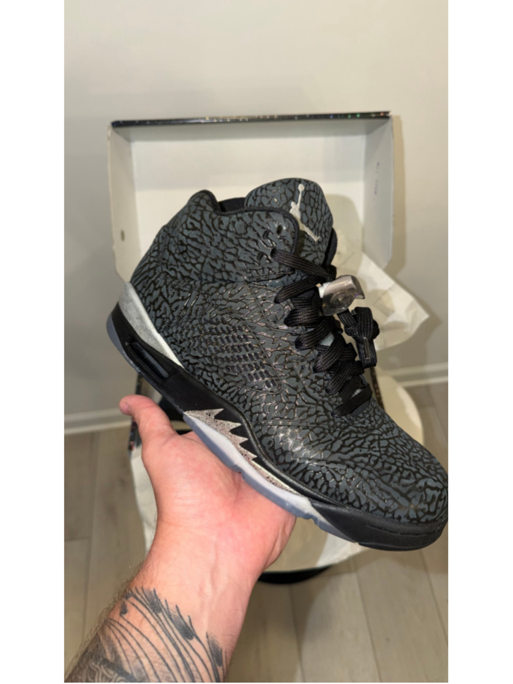 Air Jordan 5 Retro 3Lab5 Black Metallic Silver 599581-003 Size 10 W/ OG Box